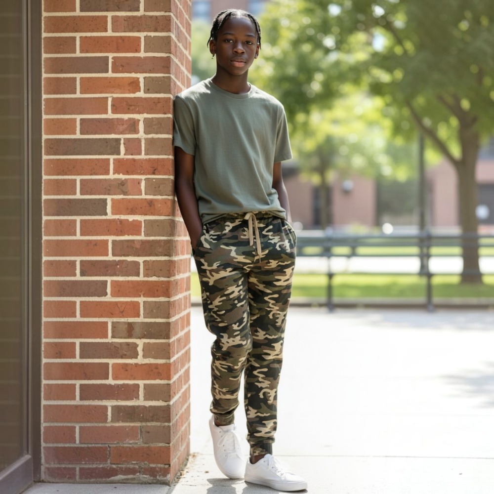 Ring of Fire Green Camo Jogger Pants Large Military Streetwear Joggers Gorpcore